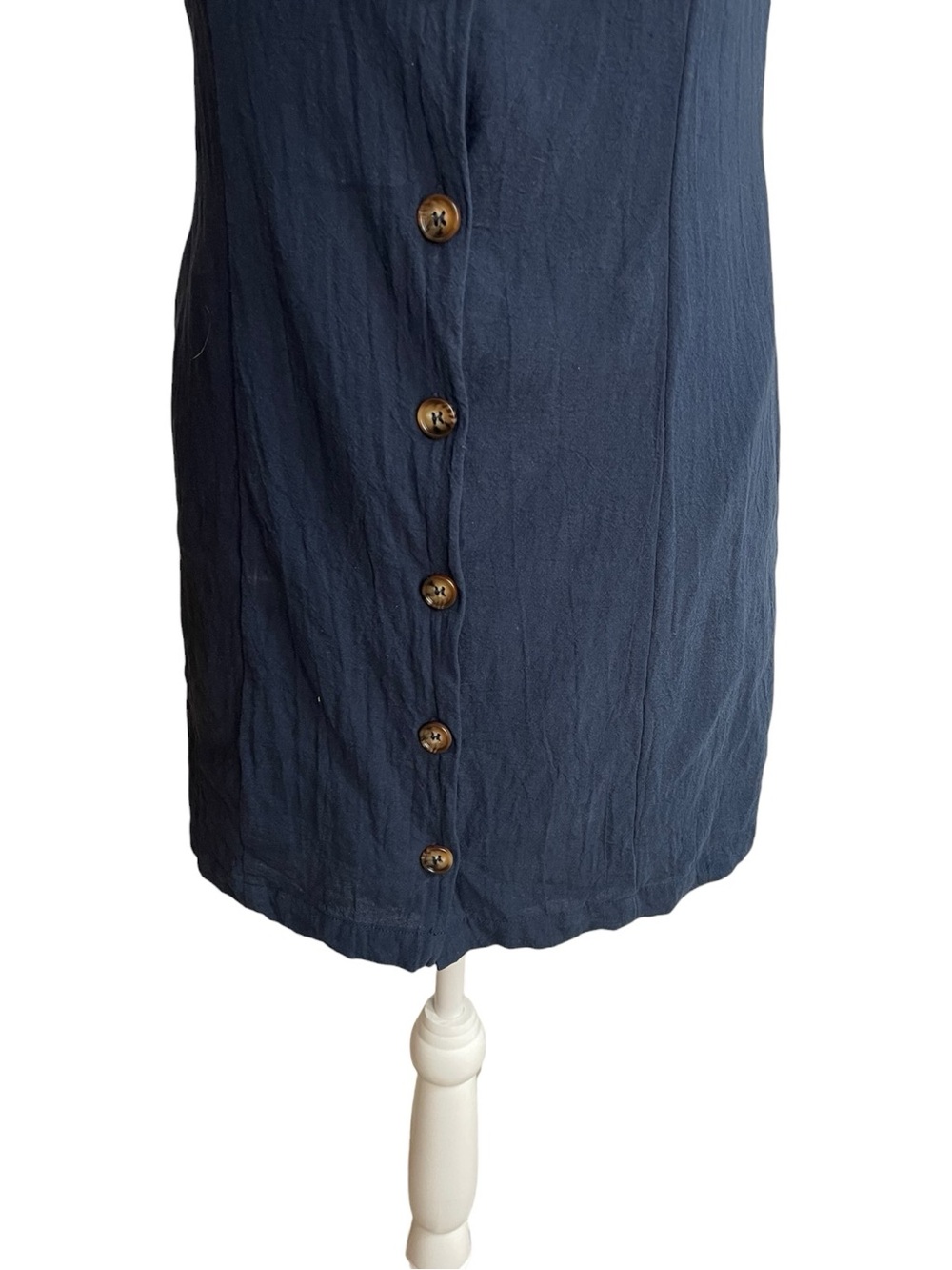 Lulus Everyday Sweetness Button Front Mini Dress With Pockets Navy Blue - Picture 3 of 16